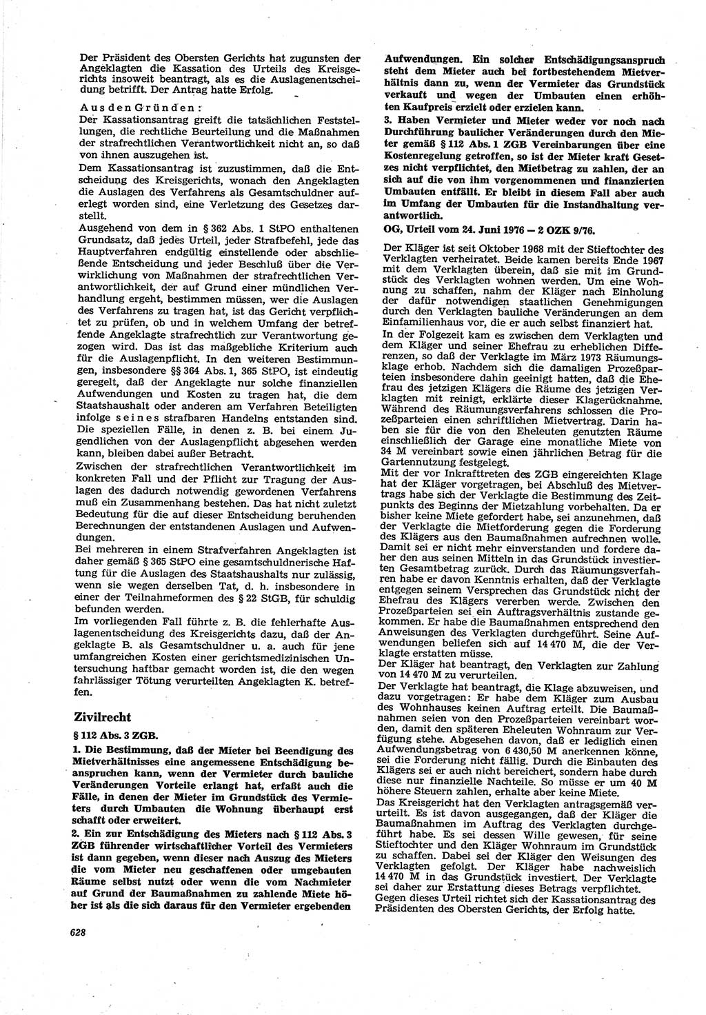 Neue Justiz (NJ), Zeitschrift für Recht und Rechtswissenschaft [Deutsche Demokratische Republik (DDR)], 30. Jahrgang 1976, Seite 628 (NJ DDR 1976, S. 628)