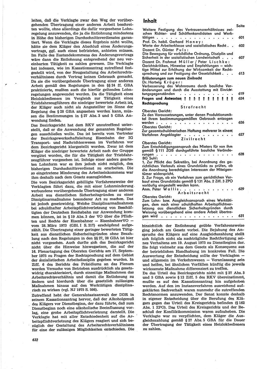 Neue Justiz (NJ), Zeitschrift für Recht und Rechtswissenschaft [Deutsche Demokratische Republik (DDR)], 30. Jahrgang 1976, Seite 632 (NJ DDR 1976, S. 632)