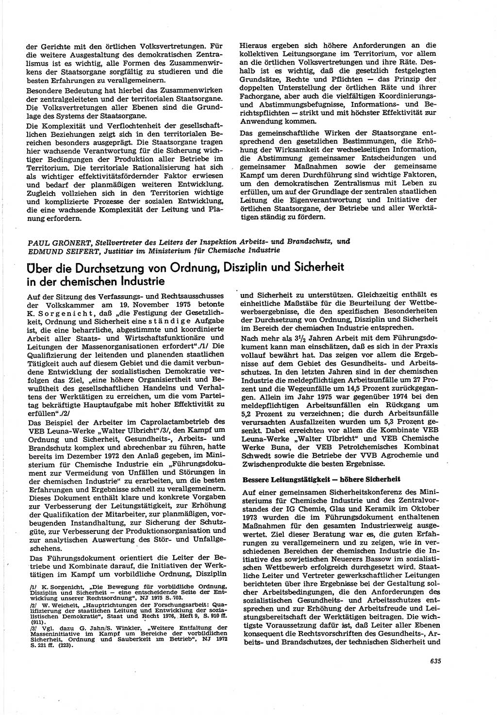 Neue Justiz (NJ), Zeitschrift für Recht und Rechtswissenschaft [Deutsche Demokratische Republik (DDR)], 30. Jahrgang 1976, Seite 635 (NJ DDR 1976, S. 635)