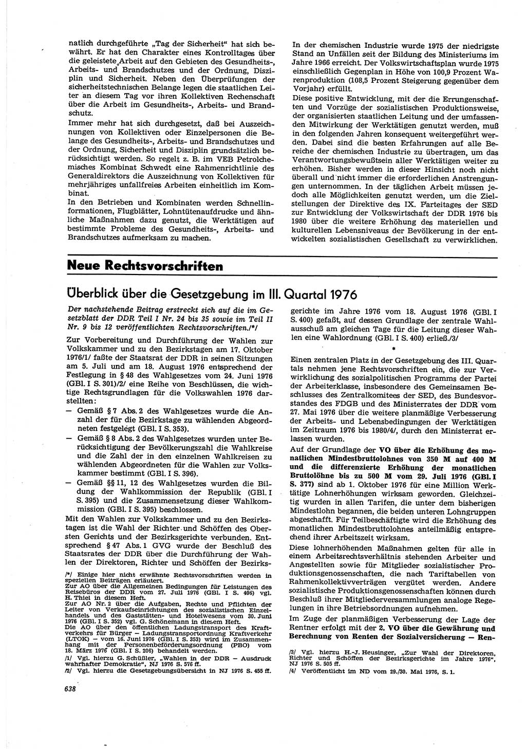Neue Justiz (NJ), Zeitschrift für Recht und Rechtswissenschaft [Deutsche Demokratische Republik (DDR)], 30. Jahrgang 1976, Seite 638 (NJ DDR 1976, S. 638)