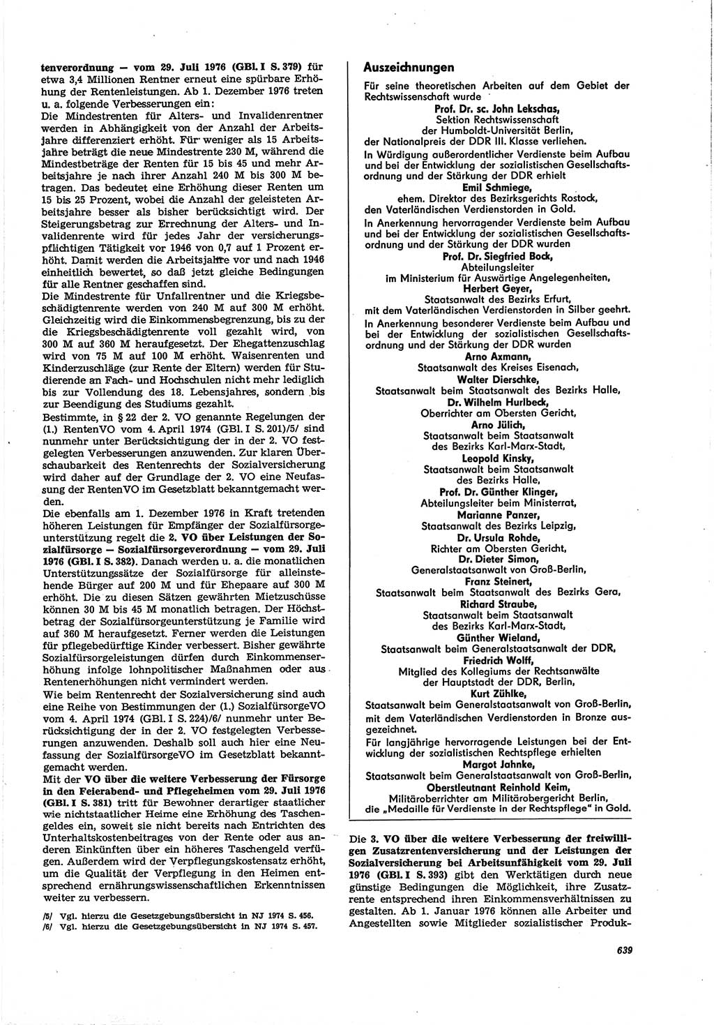 Neue Justiz (NJ), Zeitschrift für Recht und Rechtswissenschaft [Deutsche Demokratische Republik (DDR)], 30. Jahrgang 1976, Seite 639 (NJ DDR 1976, S. 639)