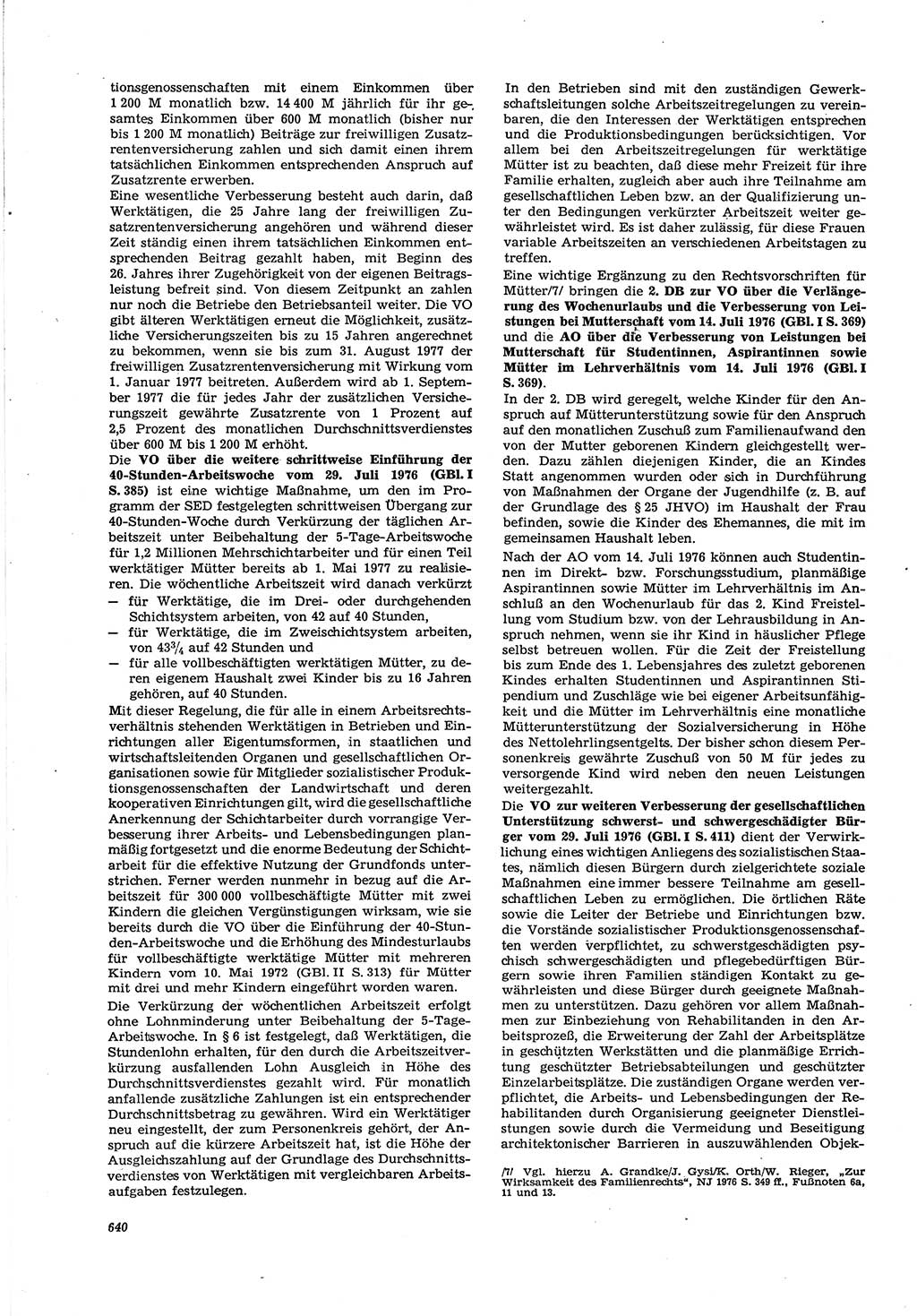 Neue Justiz (NJ), Zeitschrift für Recht und Rechtswissenschaft [Deutsche Demokratische Republik (DDR)], 30. Jahrgang 1976, Seite 640 (NJ DDR 1976, S. 640)