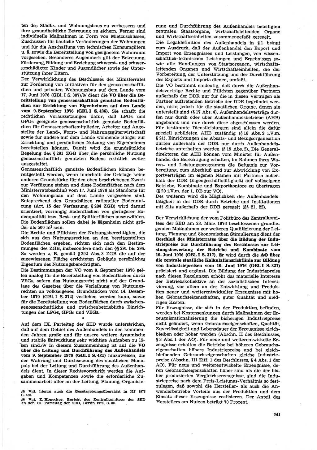 Neue Justiz (NJ), Zeitschrift für Recht und Rechtswissenschaft [Deutsche Demokratische Republik (DDR)], 30. Jahrgang 1976, Seite 641 (NJ DDR 1976, S. 641)