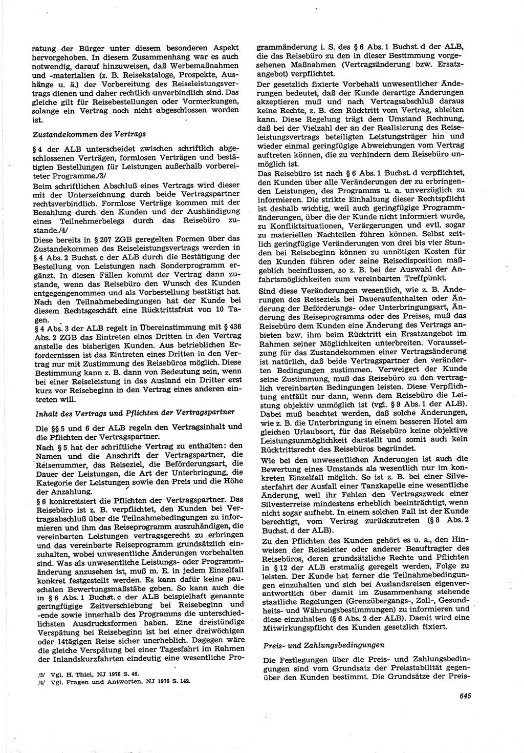 Neue Justiz (NJ), Zeitschrift für Recht und Rechtswissenschaft [Deutsche Demokratische Republik (DDR)], 30. Jahrgang 1976, Seite 645 (NJ DDR 1976, S. 645)