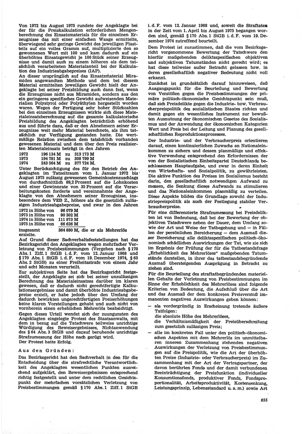 Neue Justiz (NJ), Zeitschrift für Recht und Rechtswissenschaft [Deutsche Demokratische Republik (DDR)], 30. Jahrgang 1976, Seite 655 (NJ DDR 1976, S. 655)