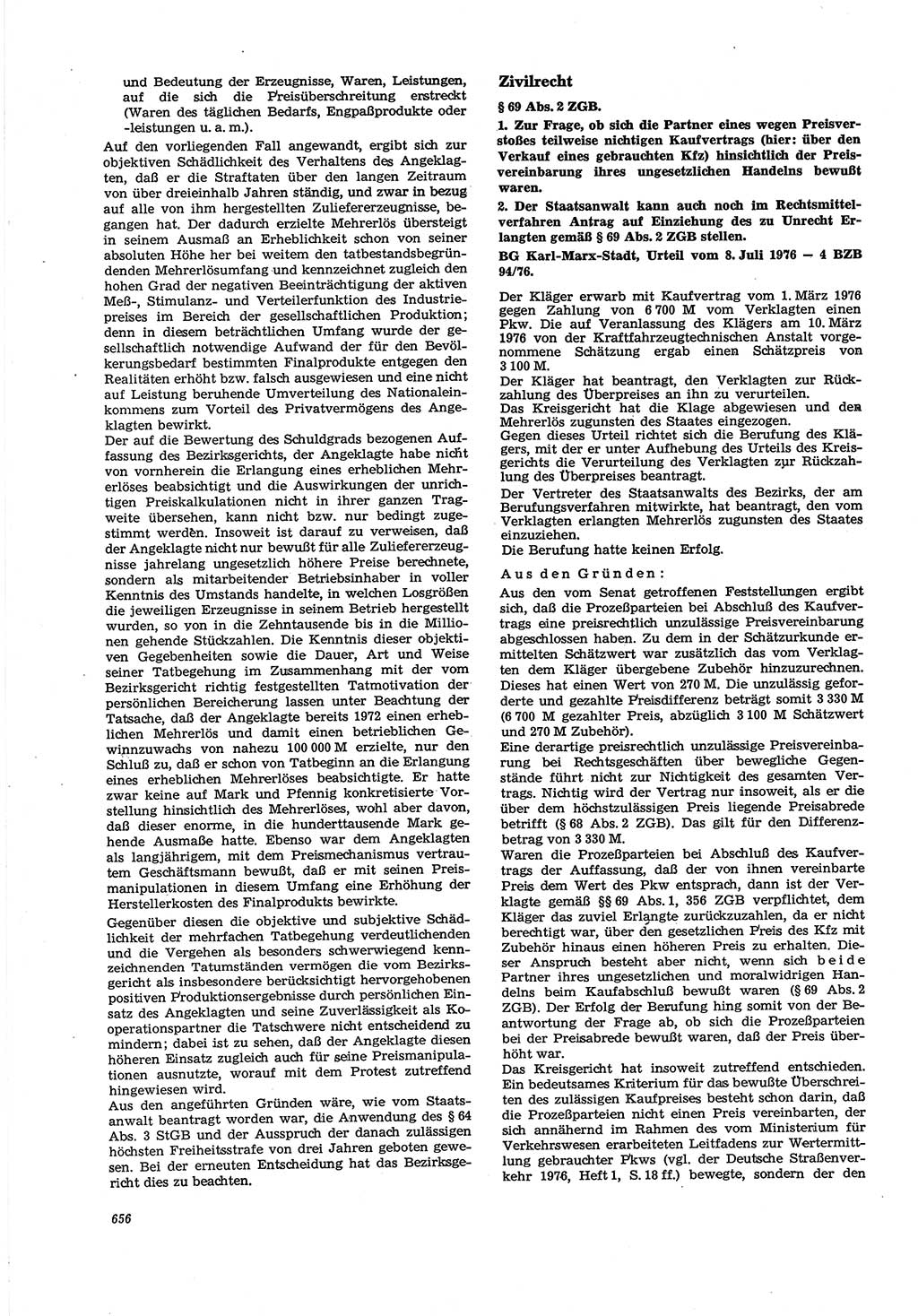 Neue Justiz (NJ), Zeitschrift für Recht und Rechtswissenschaft [Deutsche Demokratische Republik (DDR)], 30. Jahrgang 1976, Seite 656 (NJ DDR 1976, S. 656)