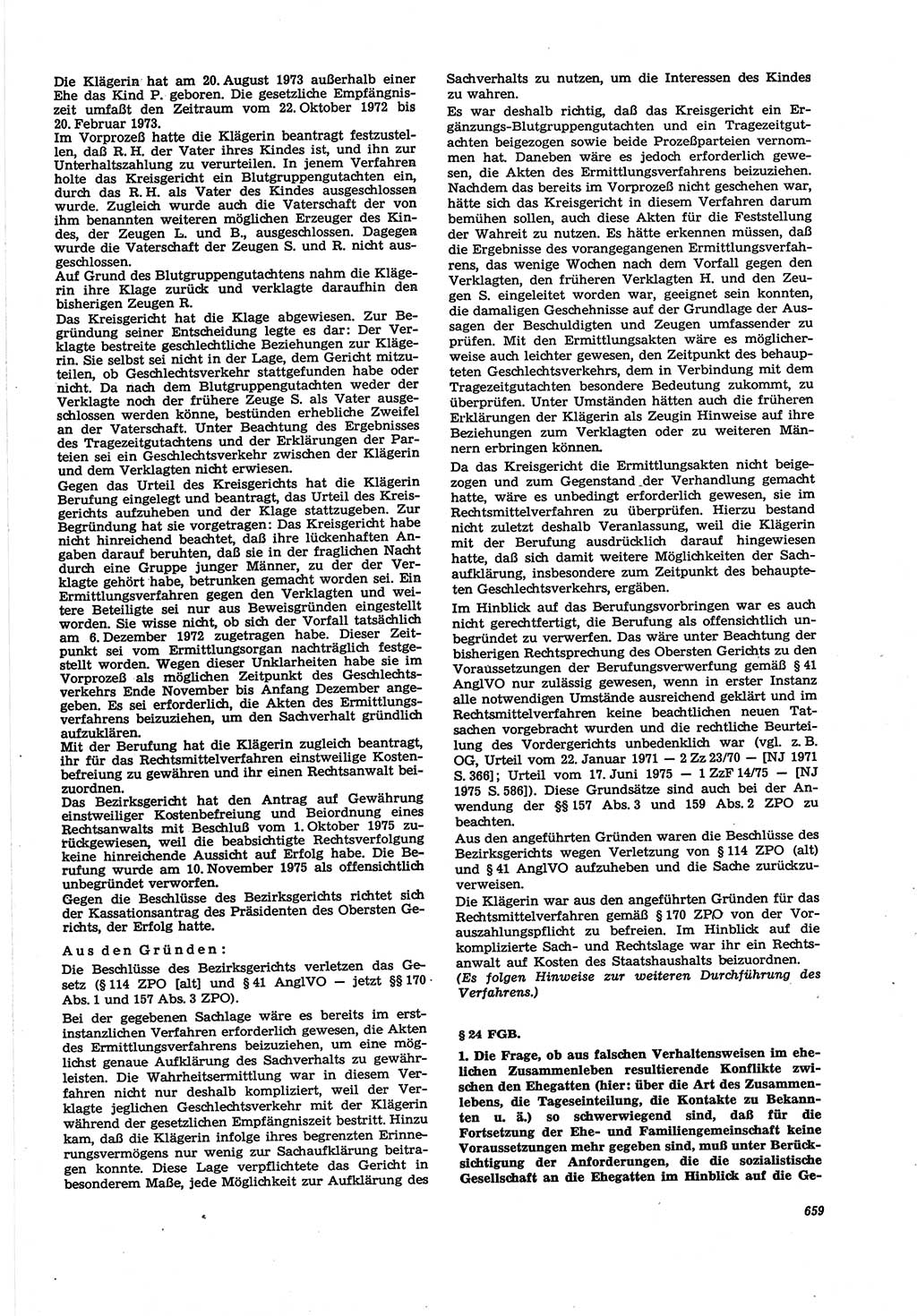 Neue Justiz (NJ), Zeitschrift für Recht und Rechtswissenschaft [Deutsche Demokratische Republik (DDR)], 30. Jahrgang 1976, Seite 659 (NJ DDR 1976, S. 659)