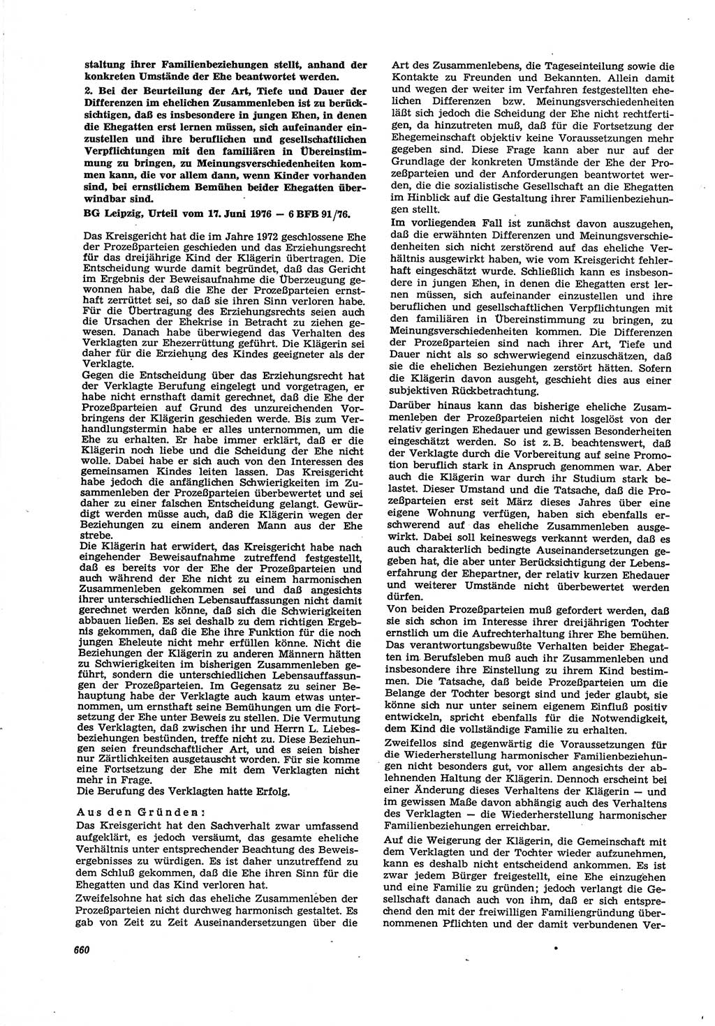 Neue Justiz (NJ), Zeitschrift für Recht und Rechtswissenschaft [Deutsche Demokratische Republik (DDR)], 30. Jahrgang 1976, Seite 660 (NJ DDR 1976, S. 660)