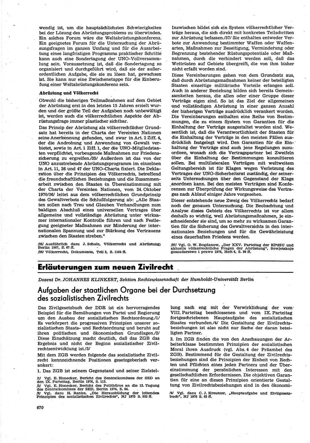 Neue Justiz (NJ), Zeitschrift für Recht und Rechtswissenschaft [Deutsche Demokratische Republik (DDR)], 30. Jahrgang 1976, Seite 670 (NJ DDR 1976, S. 670)
