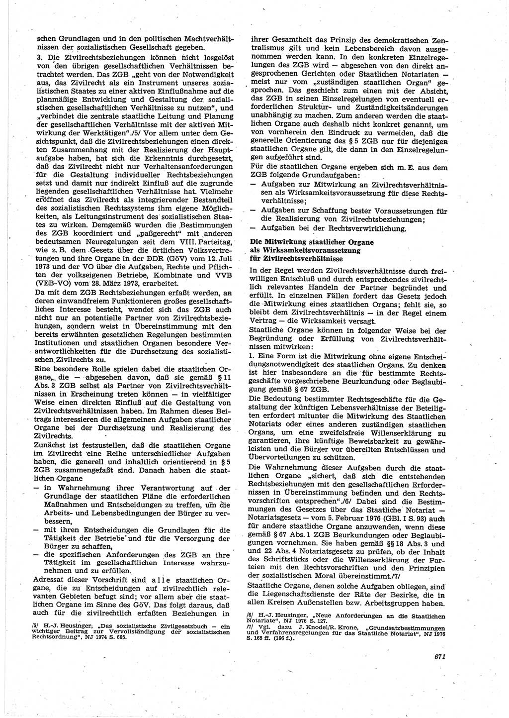 Neue Justiz (NJ), Zeitschrift für Recht und Rechtswissenschaft [Deutsche Demokratische Republik (DDR)], 30. Jahrgang 1976, Seite 671 (NJ DDR 1976, S. 671)