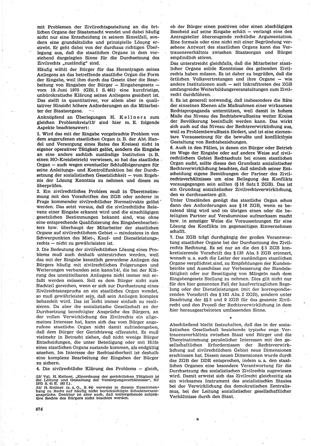Neue Justiz (NJ), Zeitschrift für Recht und Rechtswissenschaft [Deutsche Demokratische Republik (DDR)], 30. Jahrgang 1976, Seite 674 (NJ DDR 1976, S. 674)