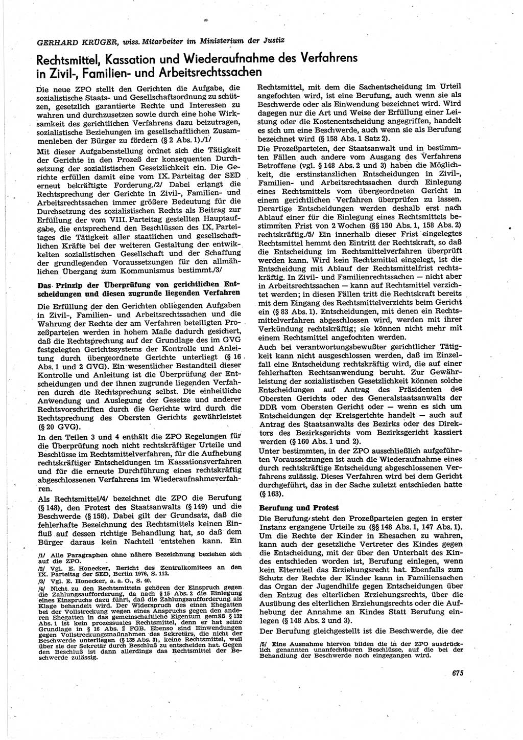 Neue Justiz (NJ), Zeitschrift für Recht und Rechtswissenschaft [Deutsche Demokratische Republik (DDR)], 30. Jahrgang 1976, Seite 675 (NJ DDR 1976, S. 675)