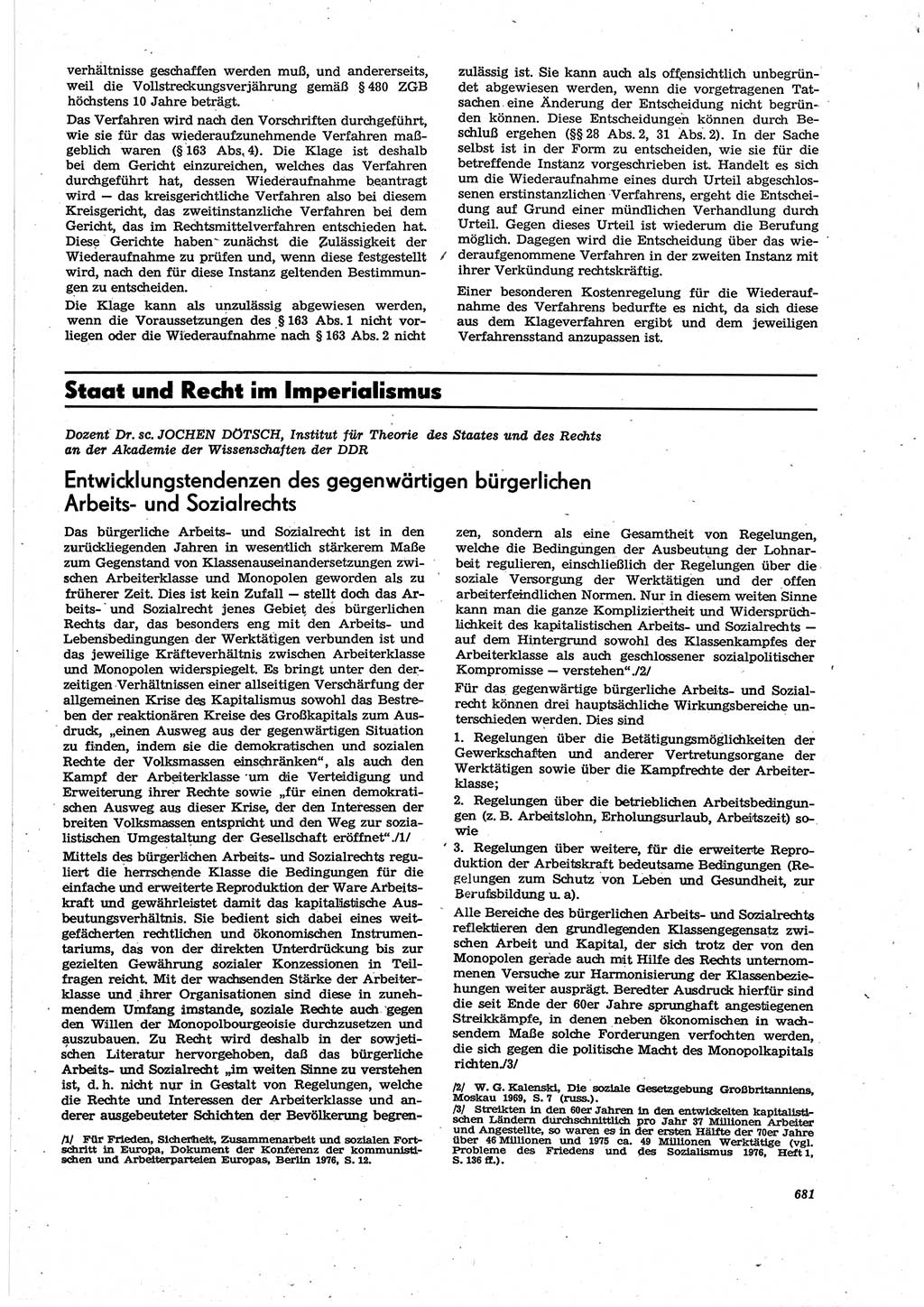 Neue Justiz (NJ), Zeitschrift für Recht und Rechtswissenschaft [Deutsche Demokratische Republik (DDR)], 30. Jahrgang 1976, Seite 681 (NJ DDR 1976, S. 681)