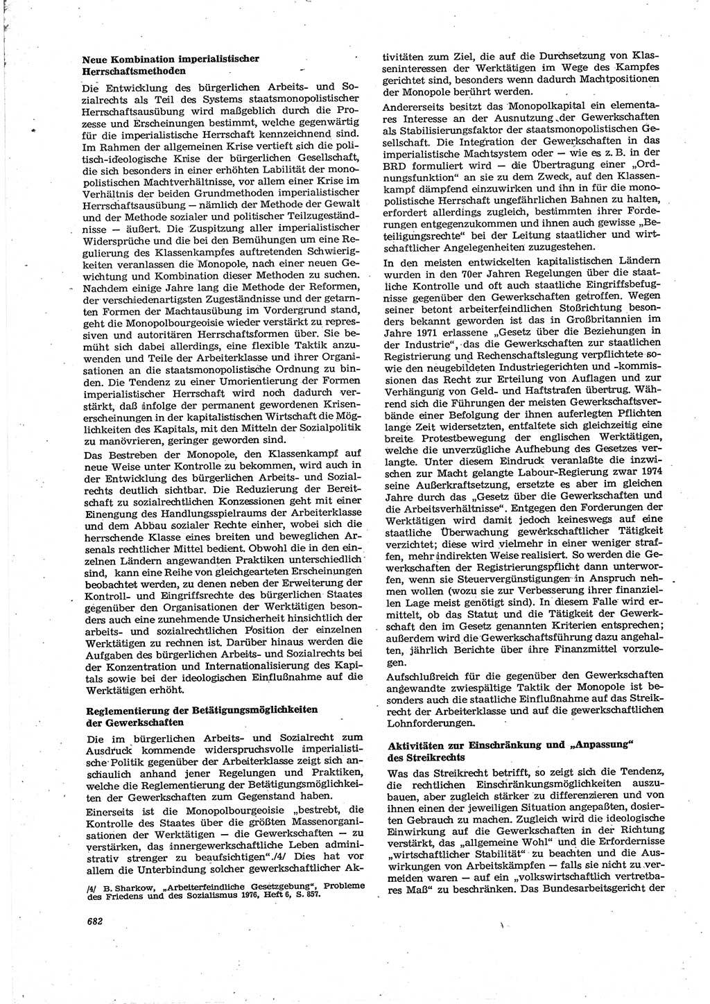 Neue Justiz (NJ), Zeitschrift für Recht und Rechtswissenschaft [Deutsche Demokratische Republik (DDR)], 30. Jahrgang 1976, Seite 682 (NJ DDR 1976, S. 682)