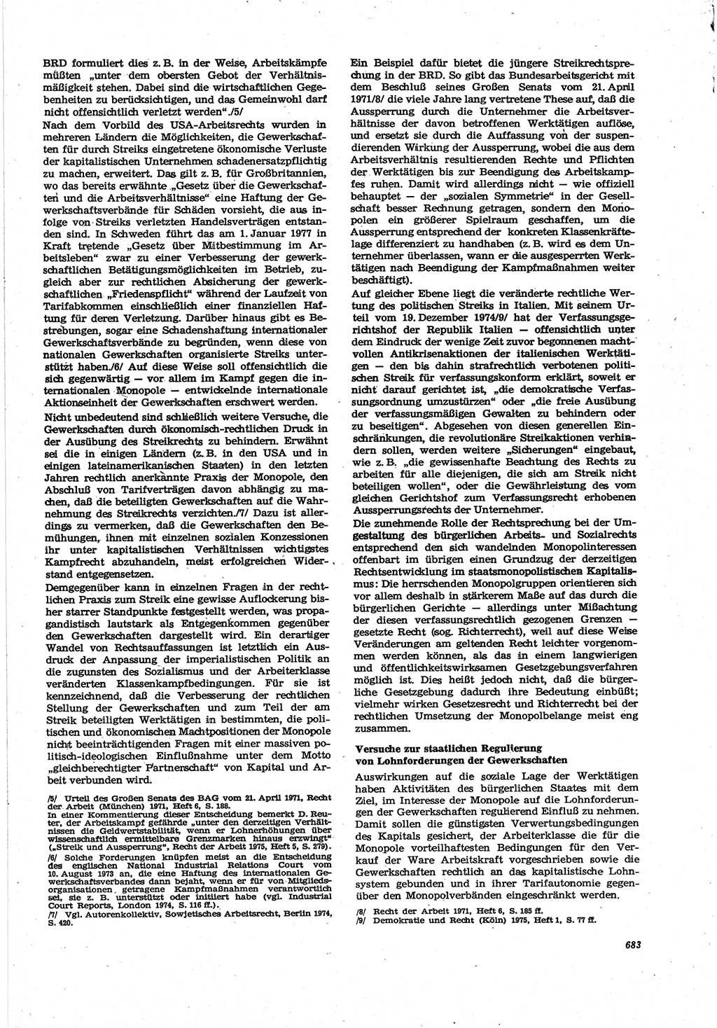 Neue Justiz (NJ), Zeitschrift für Recht und Rechtswissenschaft [Deutsche Demokratische Republik (DDR)], 30. Jahrgang 1976, Seite 683 (NJ DDR 1976, S. 683)