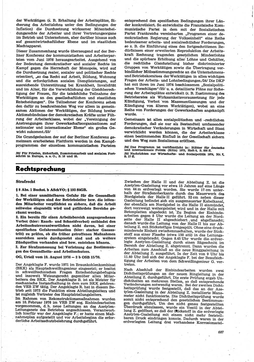 Neue Justiz (NJ), Zeitschrift für Recht und Rechtswissenschaft [Deutsche Demokratische Republik (DDR)], 30. Jahrgang 1976, Seite 687 (NJ DDR 1976, S. 687)