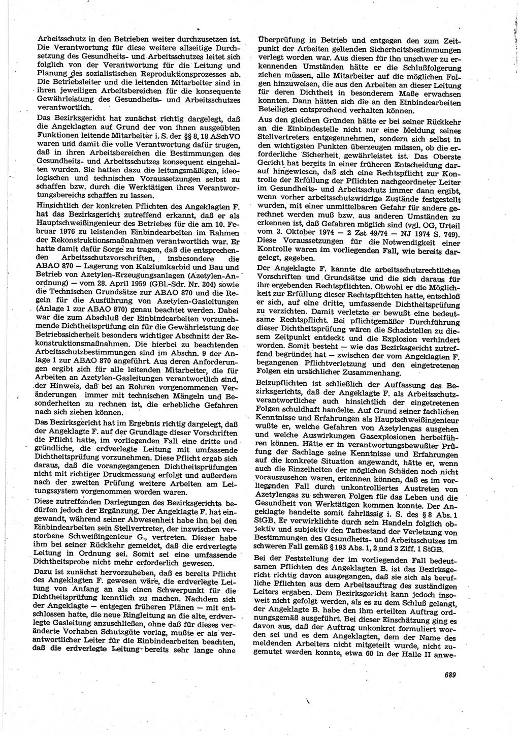 Neue Justiz (NJ), Zeitschrift für Recht und Rechtswissenschaft [Deutsche Demokratische Republik (DDR)], 30. Jahrgang 1976, Seite 689 (NJ DDR 1976, S. 689)