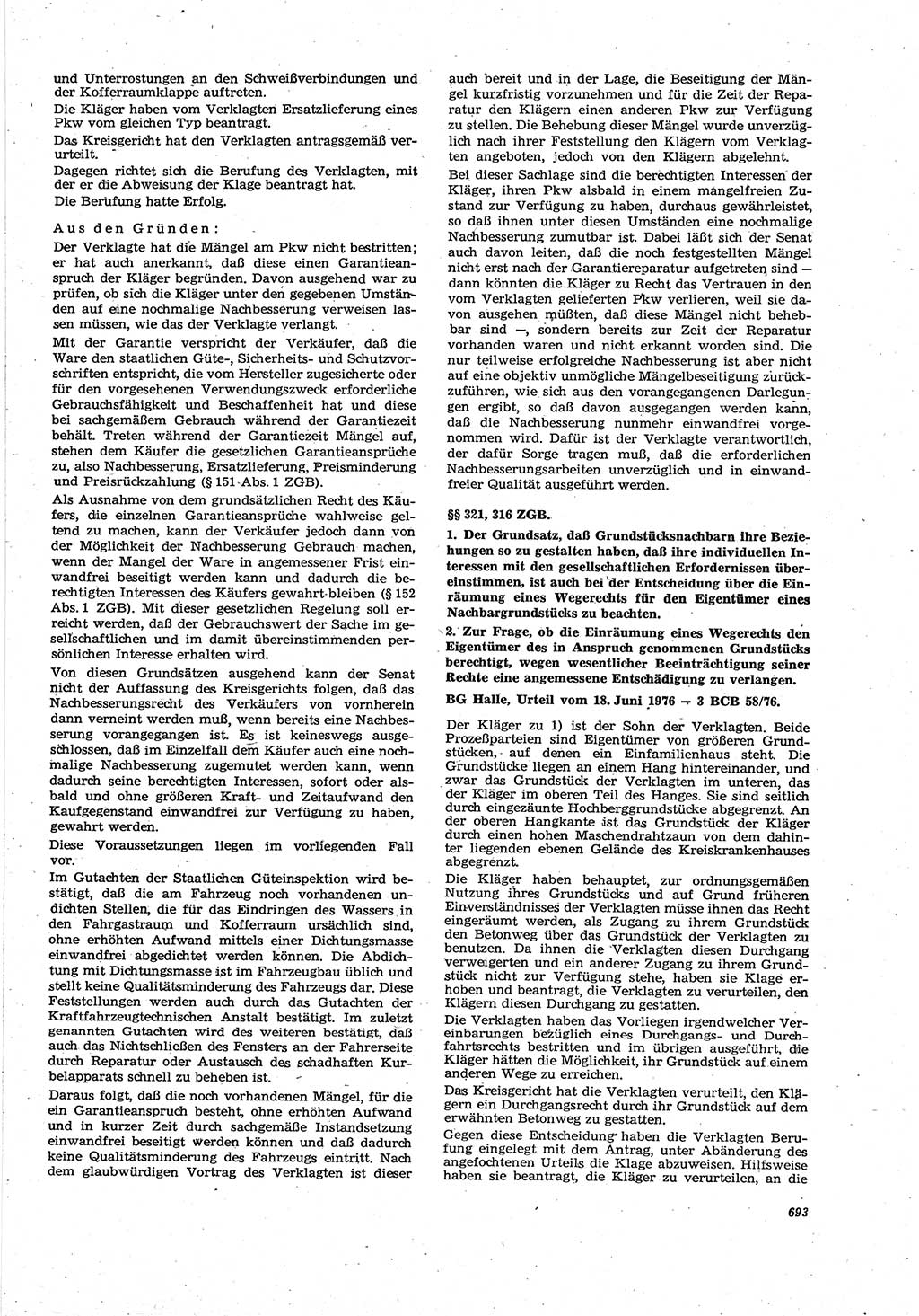 Neue Justiz (NJ), Zeitschrift für Recht und Rechtswissenschaft [Deutsche Demokratische Republik (DDR)], 30. Jahrgang 1976, Seite 693 (NJ DDR 1976, S. 693)