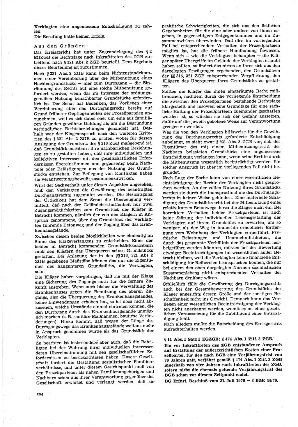 Neue Justiz (NJ), Zeitschrift für Recht und Rechtswissenschaft [Deutsche Demokratische Republik (DDR)], 30. Jahrgang 1976, Seite 694 (NJ DDR 1976, S. 694)