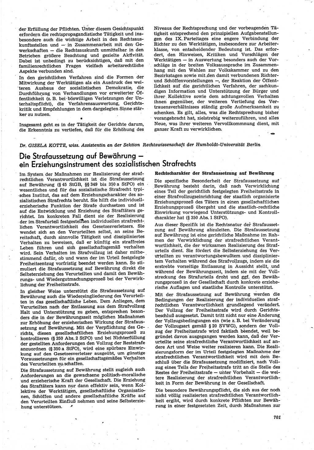 Neue Justiz (NJ), Zeitschrift für Recht und Rechtswissenschaft [Deutsche Demokratische Republik (DDR)], 30. Jahrgang 1976, Seite 701 (NJ DDR 1976, S. 701)