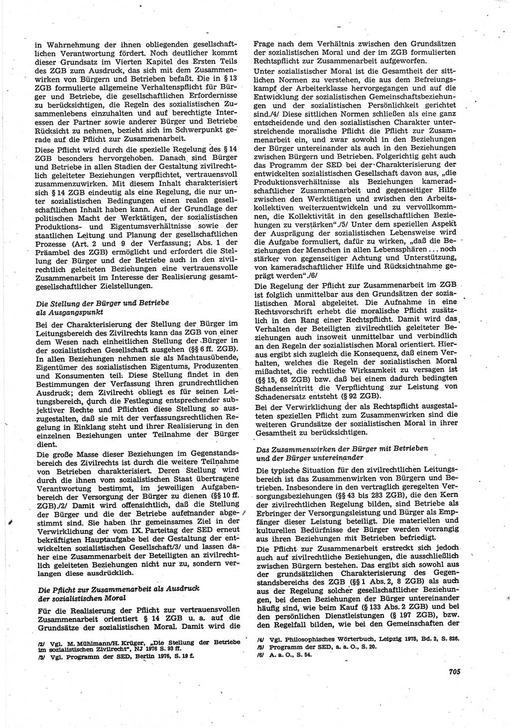 Neue Justiz (NJ), Zeitschrift für Recht und Rechtswissenschaft [Deutsche Demokratische Republik (DDR)], 30. Jahrgang 1976, Seite 705 (NJ DDR 1976, S. 705)