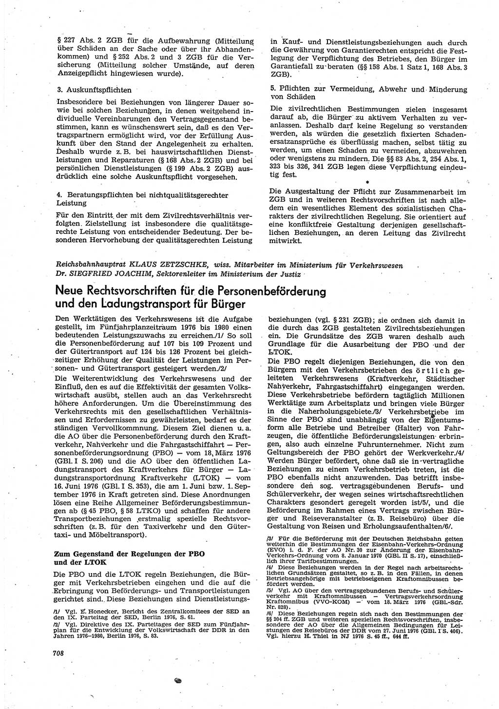 Neue Justiz (NJ), Zeitschrift für Recht und Rechtswissenschaft [Deutsche Demokratische Republik (DDR)], 30. Jahrgang 1976, Seite 708 (NJ DDR 1976, S. 708)