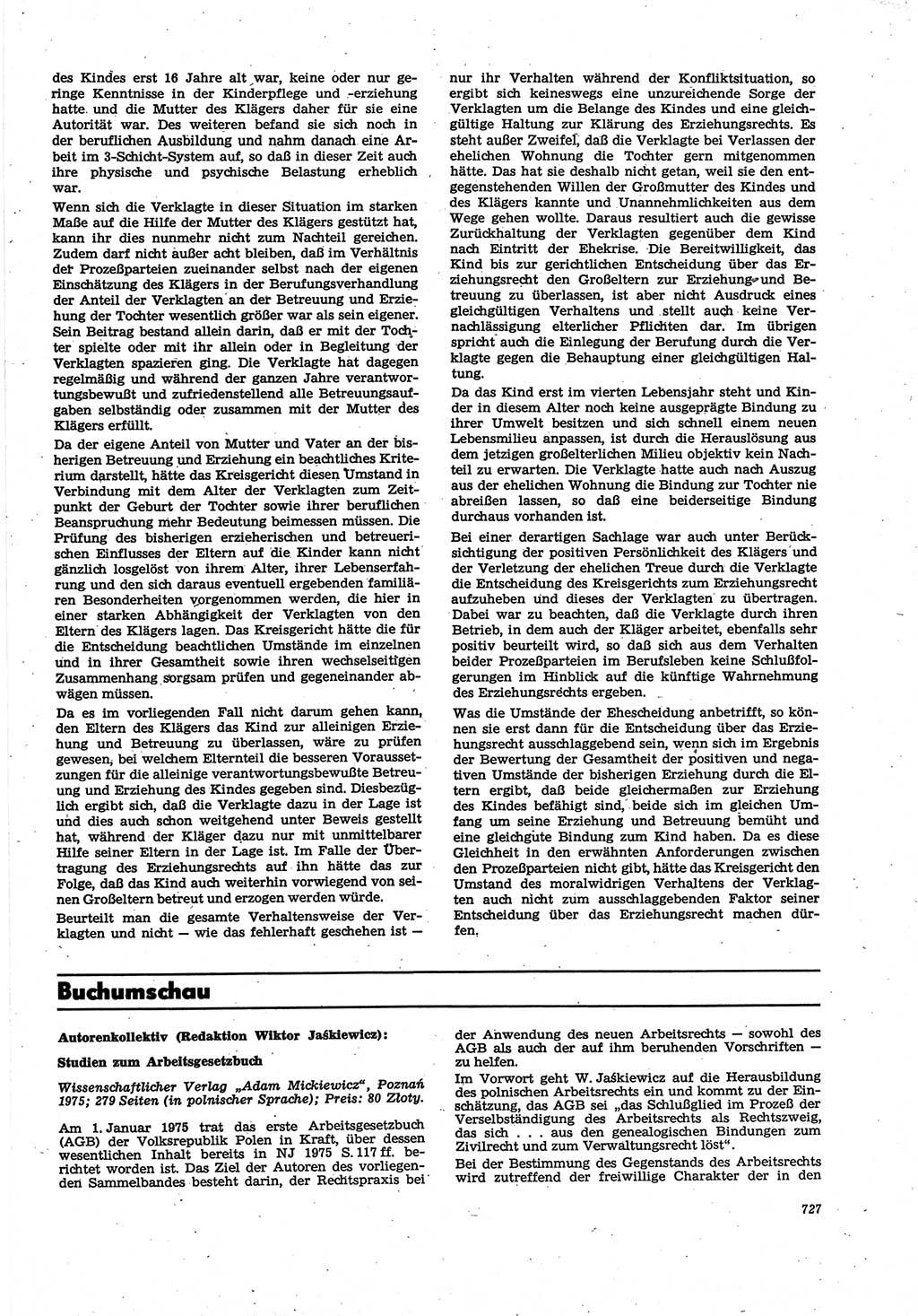 Neue Justiz (NJ), Zeitschrift für Recht und Rechtswissenschaft [Deutsche Demokratische Republik (DDR)], 30. Jahrgang 1976, Seite 727 (NJ DDR 1976, S. 727)