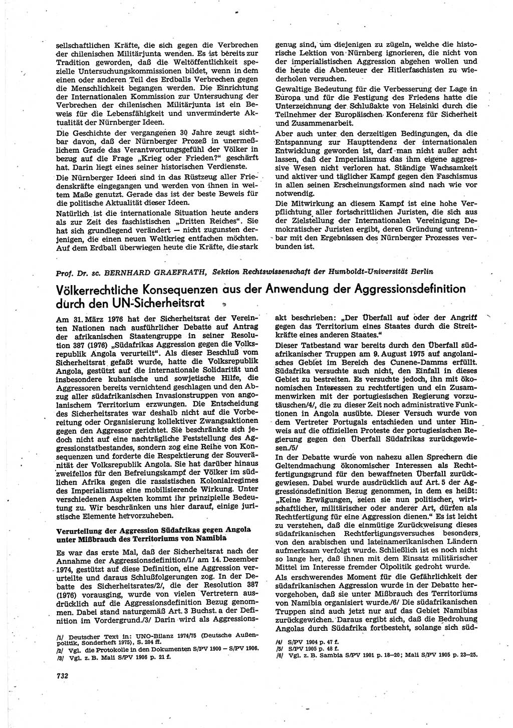 Neue Justiz (NJ), Zeitschrift für Recht und Rechtswissenschaft [Deutsche Demokratische Republik (DDR)], 30. Jahrgang 1976, Seite 732 (NJ DDR 1976, S. 732)