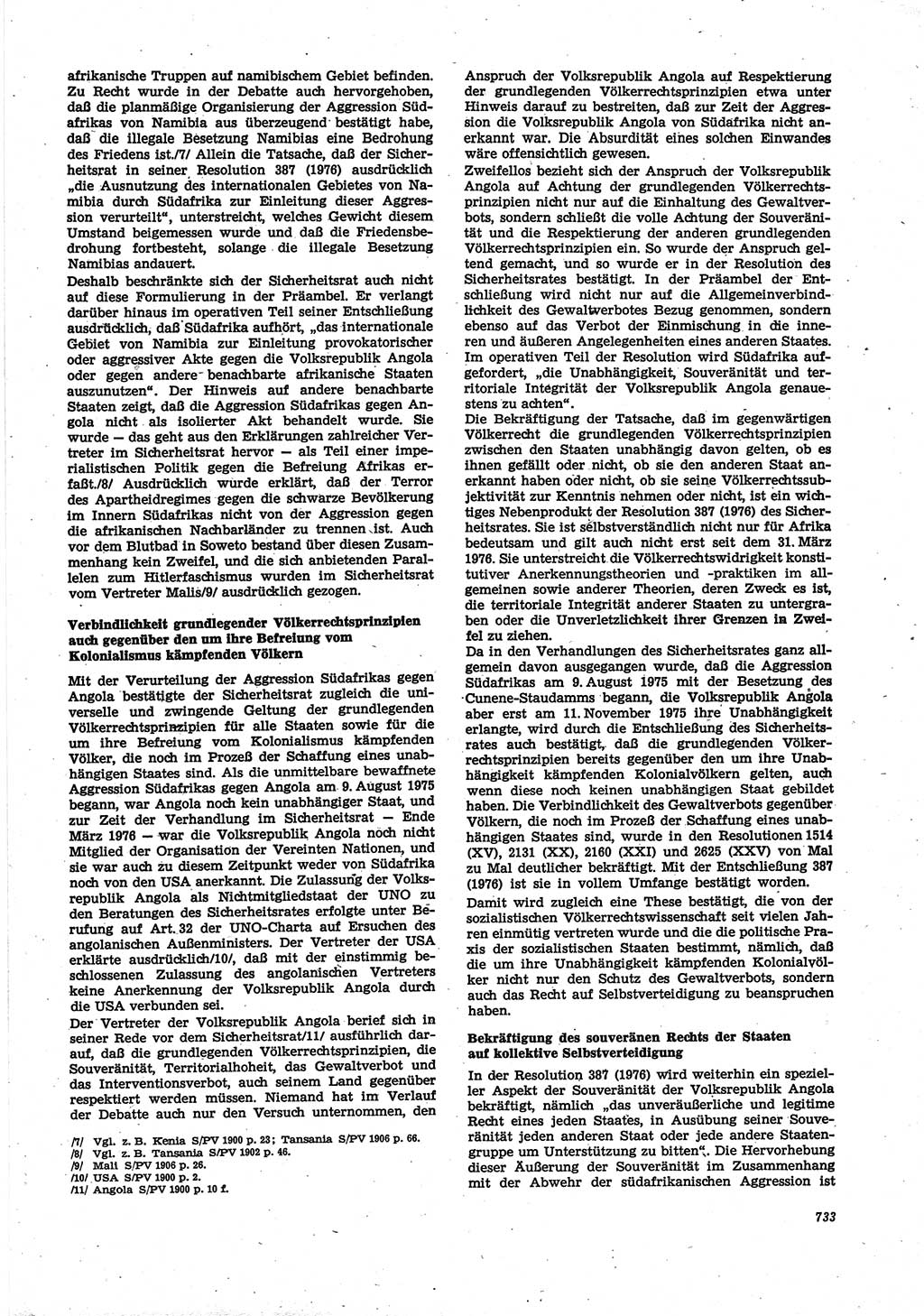 Neue Justiz (NJ), Zeitschrift für Recht und Rechtswissenschaft [Deutsche Demokratische Republik (DDR)], 30. Jahrgang 1976, Seite 733 (NJ DDR 1976, S. 733)