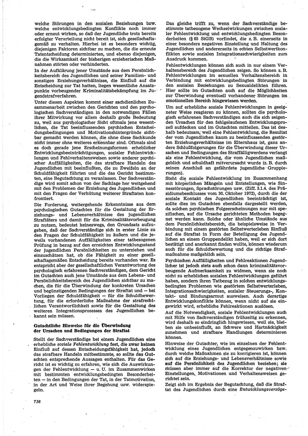 Neue Justiz (NJ), Zeitschrift für Recht und Rechtswissenschaft [Deutsche Demokratische Republik (DDR)], 30. Jahrgang 1976, Seite 736 (NJ DDR 1976, S. 736)