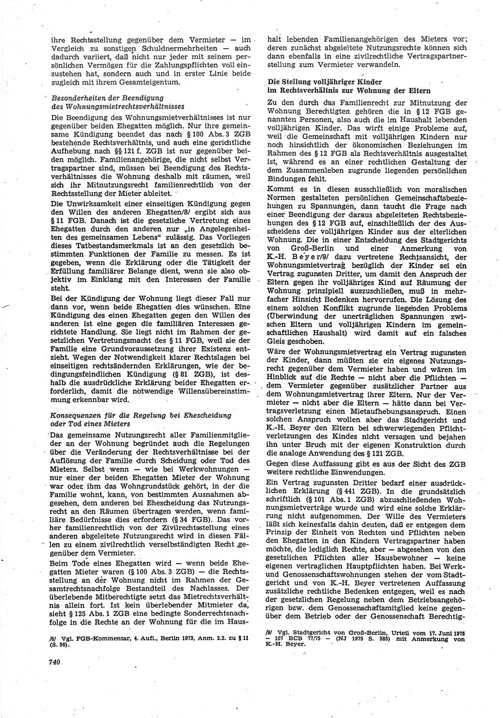 Neue Justiz (NJ), Zeitschrift für Recht und Rechtswissenschaft [Deutsche Demokratische Republik (DDR)], 30. Jahrgang 1976, Seite 740 (NJ DDR 1976, S. 740)