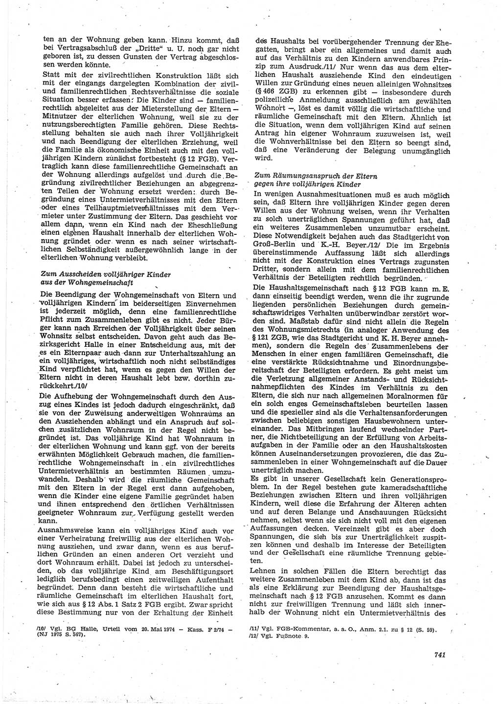 Neue Justiz (NJ), Zeitschrift für Recht und Rechtswissenschaft [Deutsche Demokratische Republik (DDR)], 30. Jahrgang 1976, Seite 741 (NJ DDR 1976, S. 741)