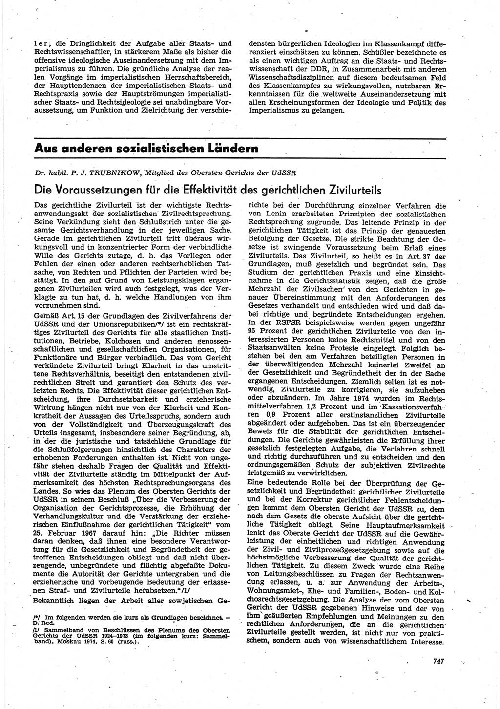 Neue Justiz (NJ), Zeitschrift für Recht und Rechtswissenschaft [Deutsche Demokratische Republik (DDR)], 30. Jahrgang 1976, Seite 747 (NJ DDR 1976, S. 747)