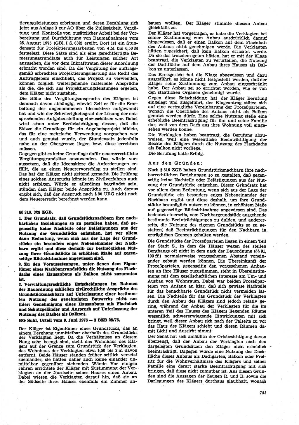 Neue Justiz (NJ), Zeitschrift für Recht und Rechtswissenschaft [Deutsche Demokratische Republik (DDR)], 30. Jahrgang 1976, Seite 753 (NJ DDR 1976, S. 753)