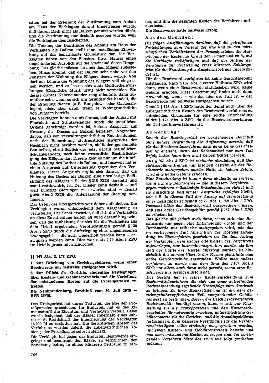 Neue Justiz (NJ), Zeitschrift für Recht und Rechtswissenschaft [Deutsche Demokratische Republik (DDR)], 30. Jahrgang 1976, Seite 754 (NJ DDR 1976, S. 754)