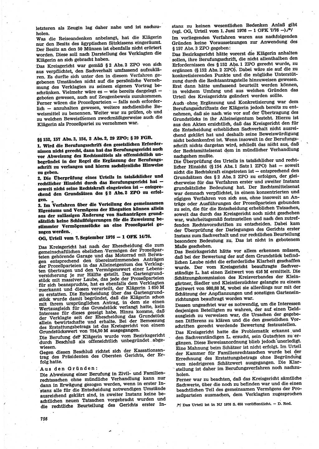 Neue Justiz (NJ), Zeitschrift für Recht und Rechtswissenschaft [Deutsche Demokratische Republik (DDR)], 30. Jahrgang 1976, Seite 756 (NJ DDR 1976, S. 756)