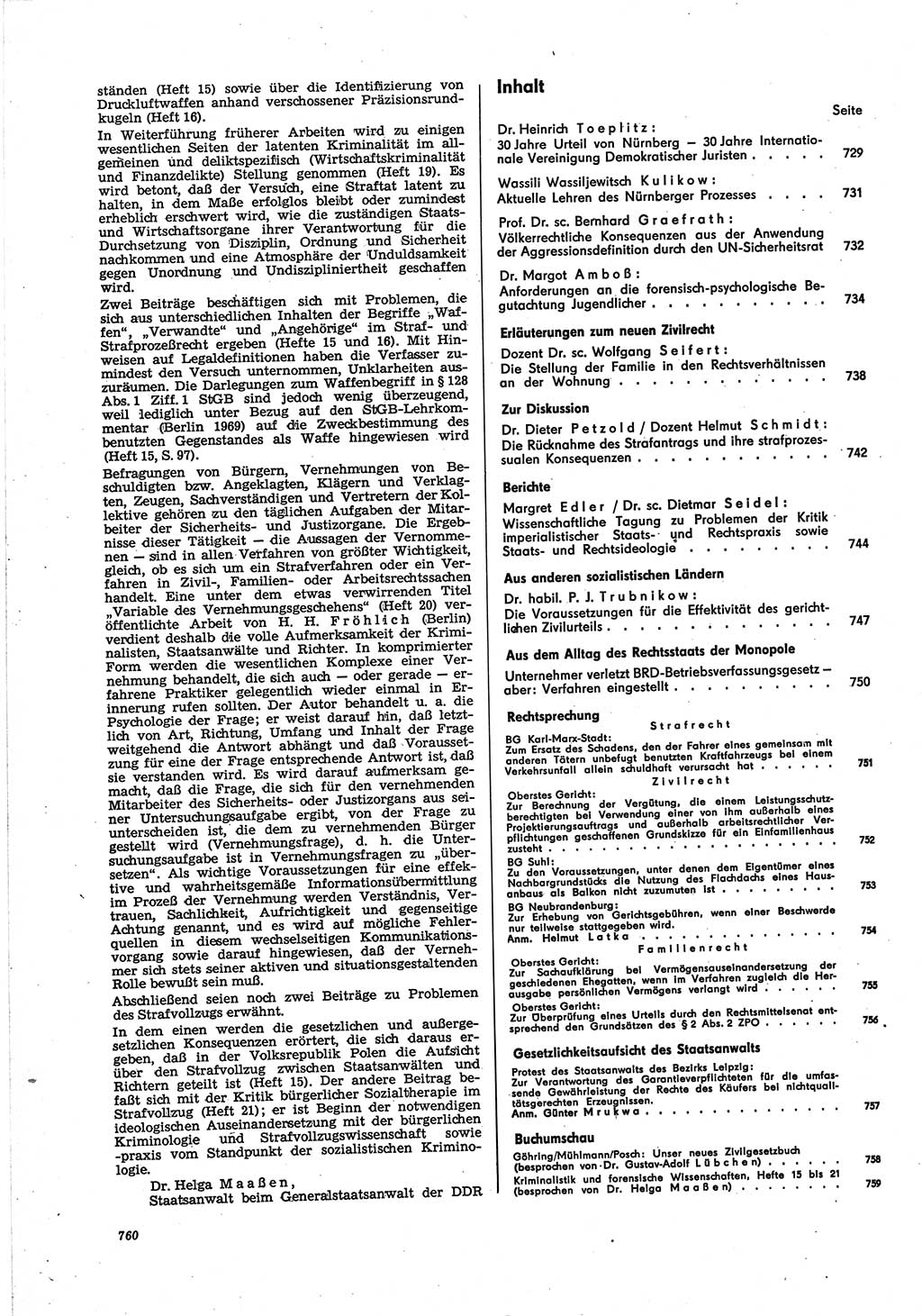 Neue Justiz (NJ), Zeitschrift für Recht und Rechtswissenschaft [Deutsche Demokratische Republik (DDR)], 30. Jahrgang 1976, Seite 760 (NJ DDR 1976, S. 760)