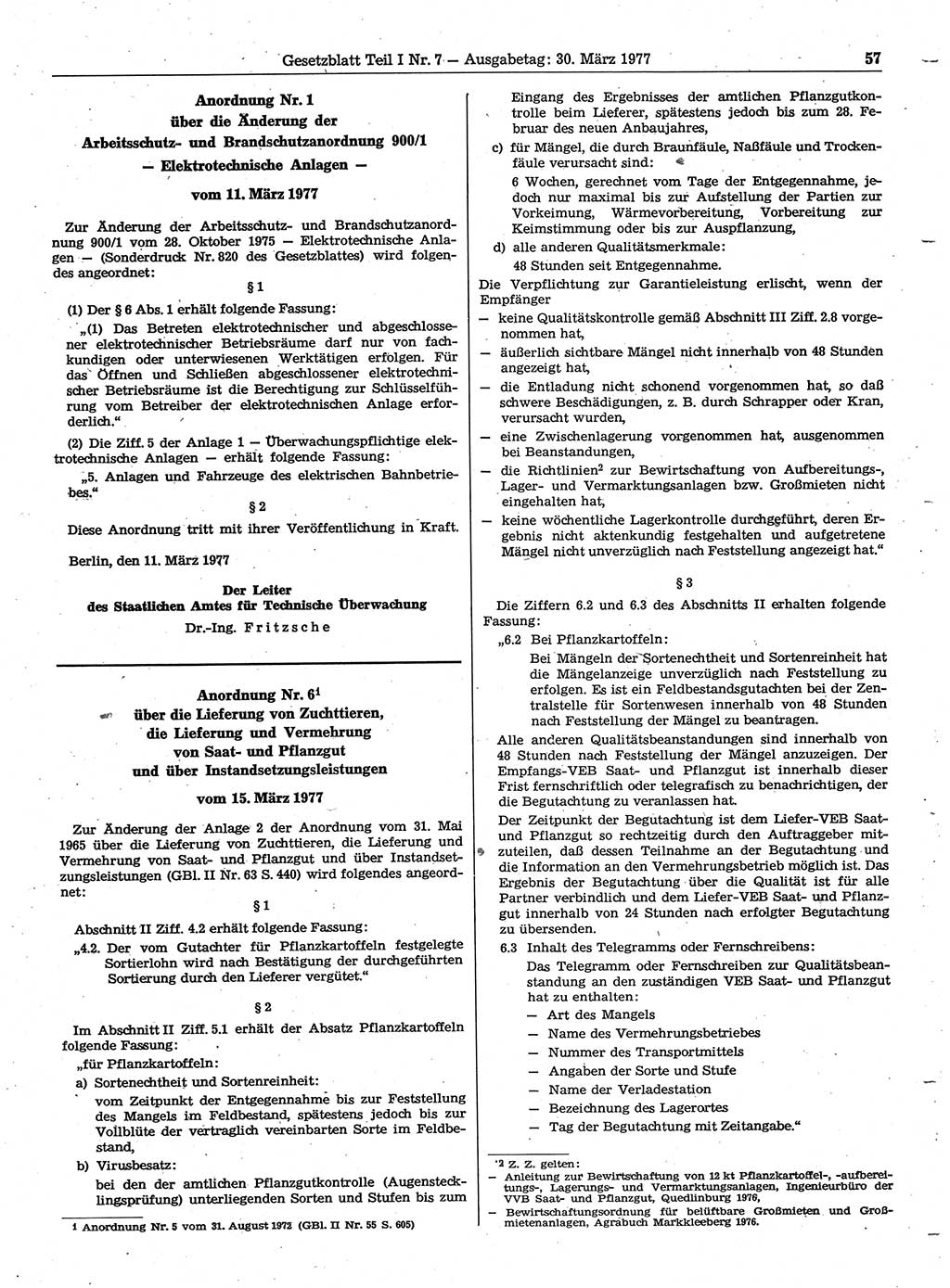 Gesetzblatt (GBl.) der Deutschen Demokratischen Republik (DDR) Teil Ⅰ 1977, Seite 57 (GBl. DDR Ⅰ 1977, S. 57)