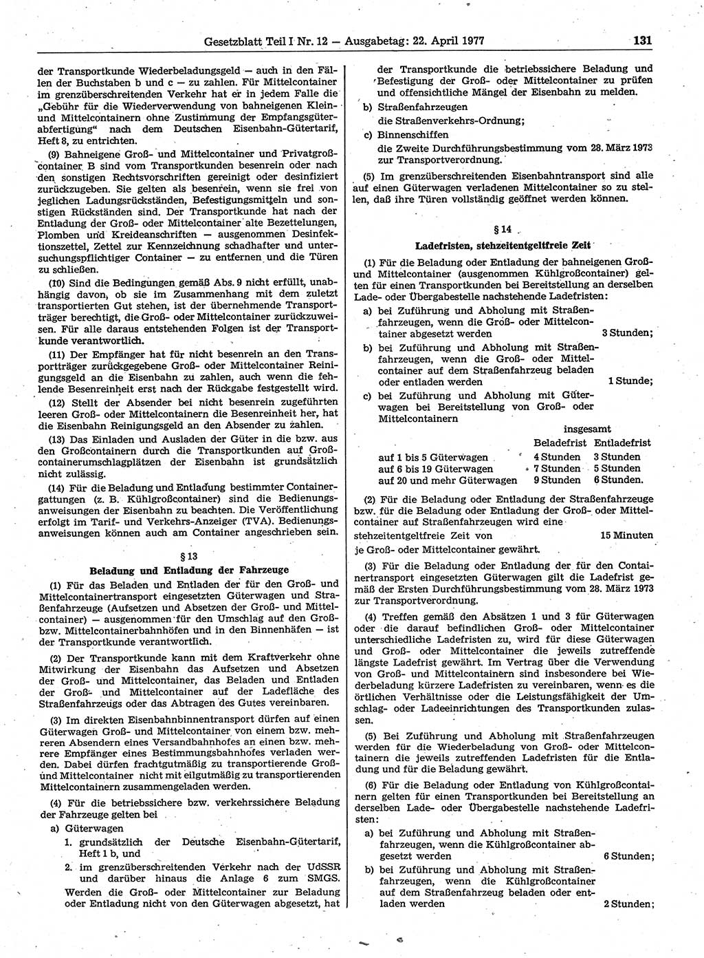 Gesetzblatt (GBl.) der Deutschen Demokratischen Republik (DDR) Teil Ⅰ 1977, Seite 131 (GBl. DDR Ⅰ 1977, S. 131)