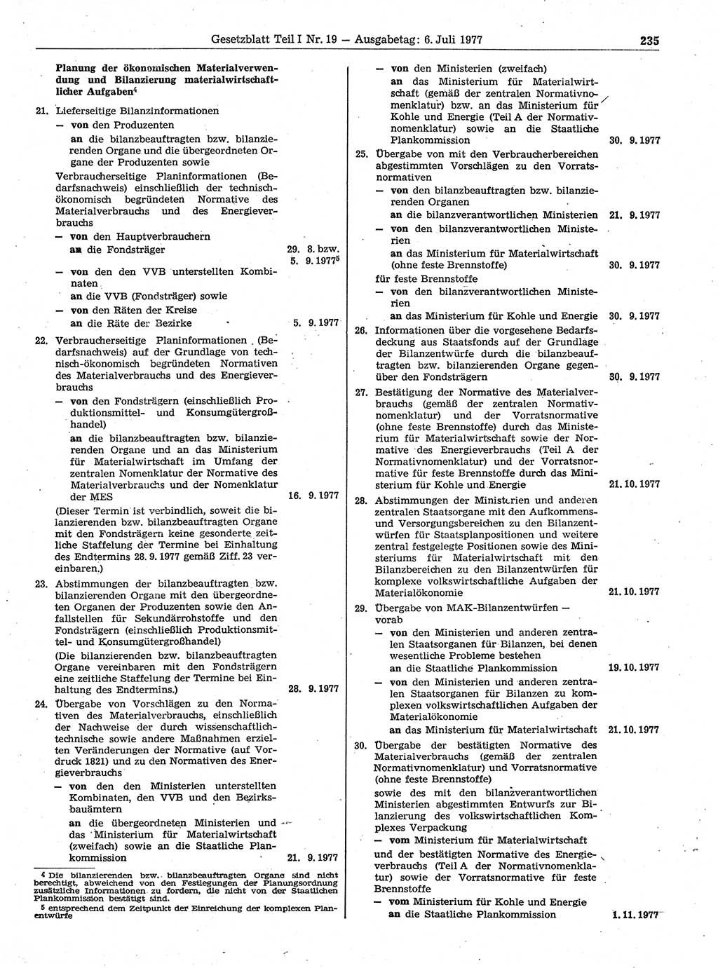 Gesetzblatt (GBl.) der Deutschen Demokratischen Republik (DDR) Teil Ⅰ 1977, Seite 235 (GBl. DDR Ⅰ 1977, S. 235)