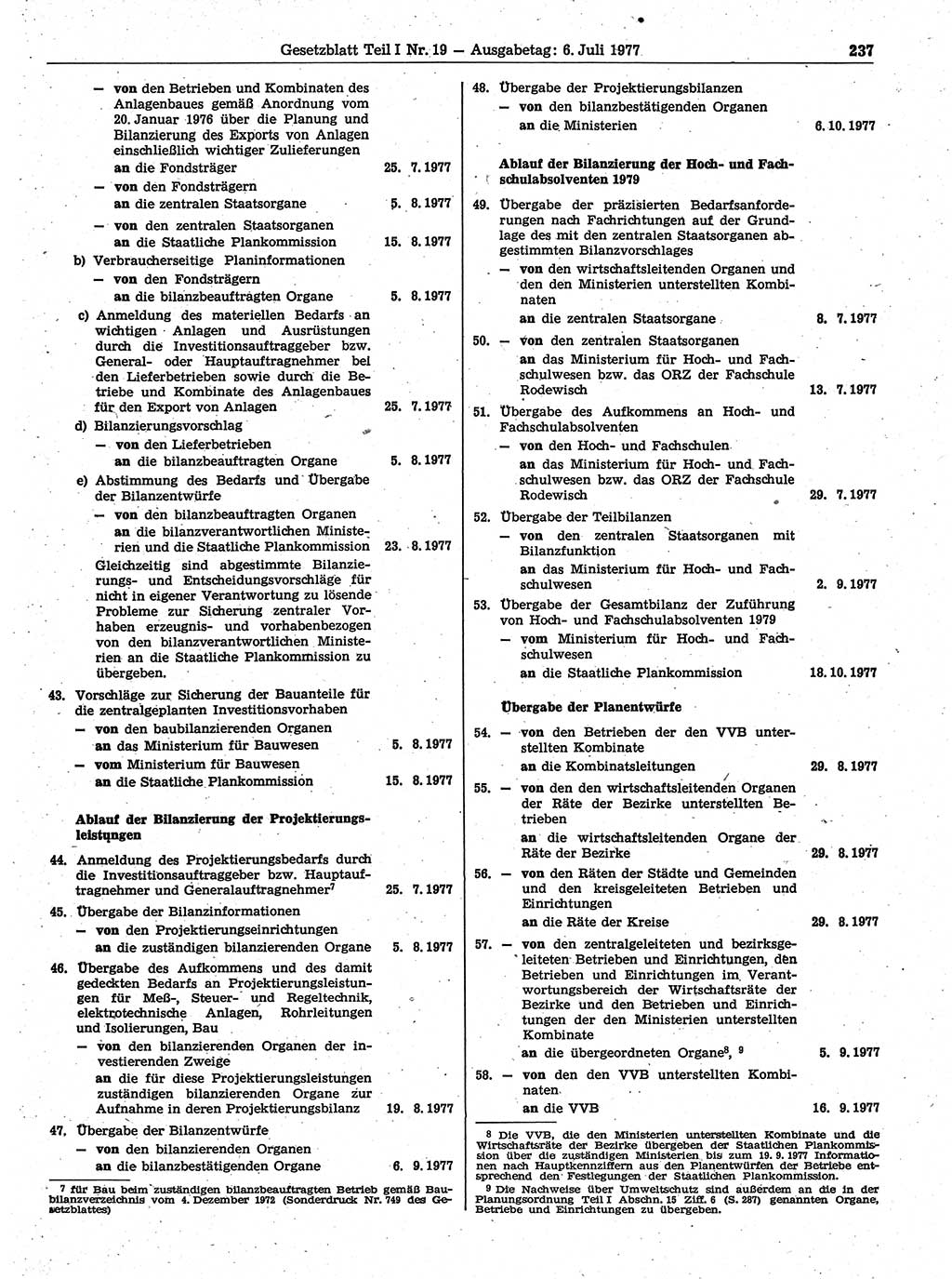 Gesetzblatt (GBl.) der Deutschen Demokratischen Republik (DDR) Teil Ⅰ 1977, Seite 237 (GBl. DDR Ⅰ 1977, S. 237)