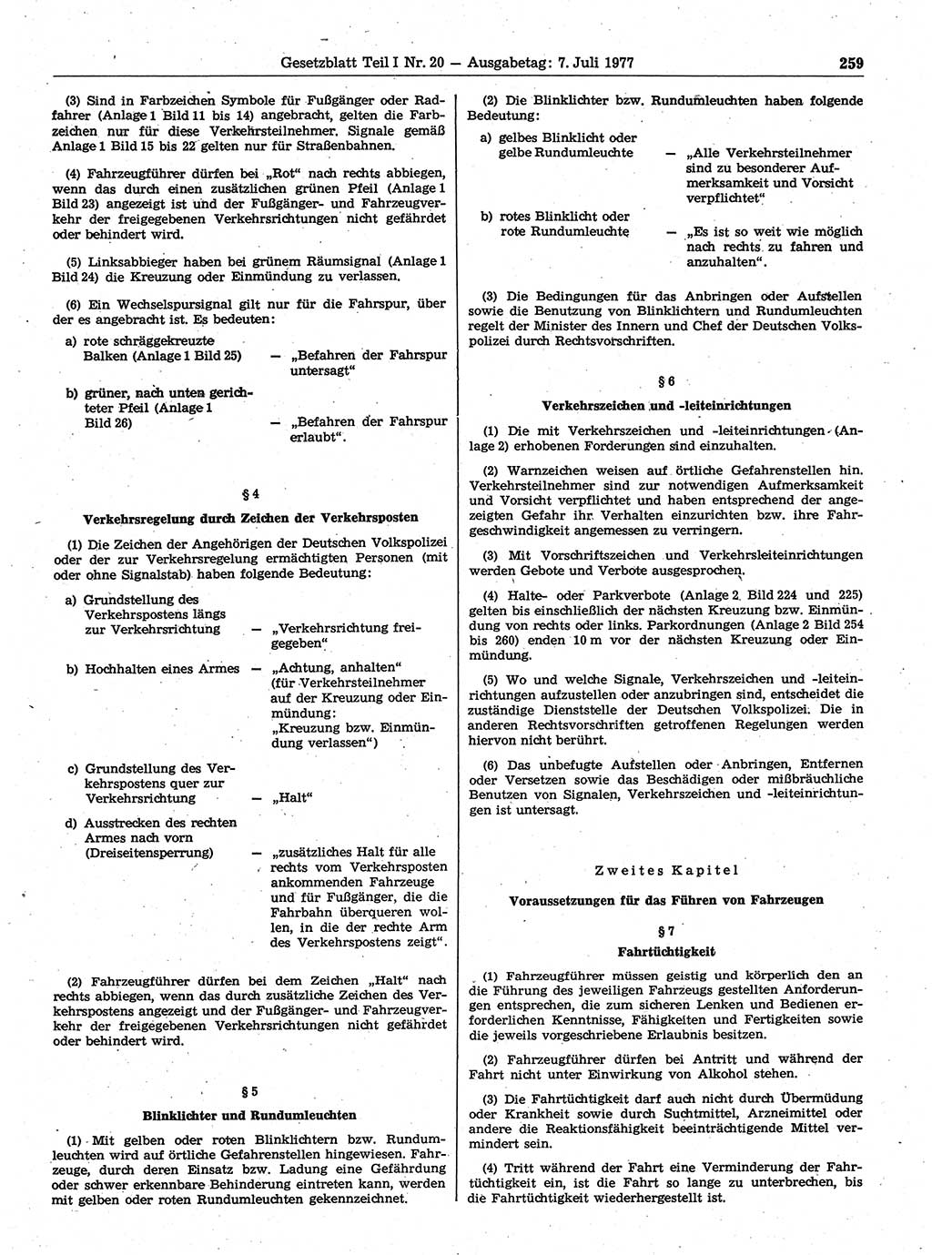 Gesetzblatt (GBl.) der Deutschen Demokratischen Republik (DDR) Teil Ⅰ 1977, Seite 259 (GBl. DDR Ⅰ 1977, S. 259)