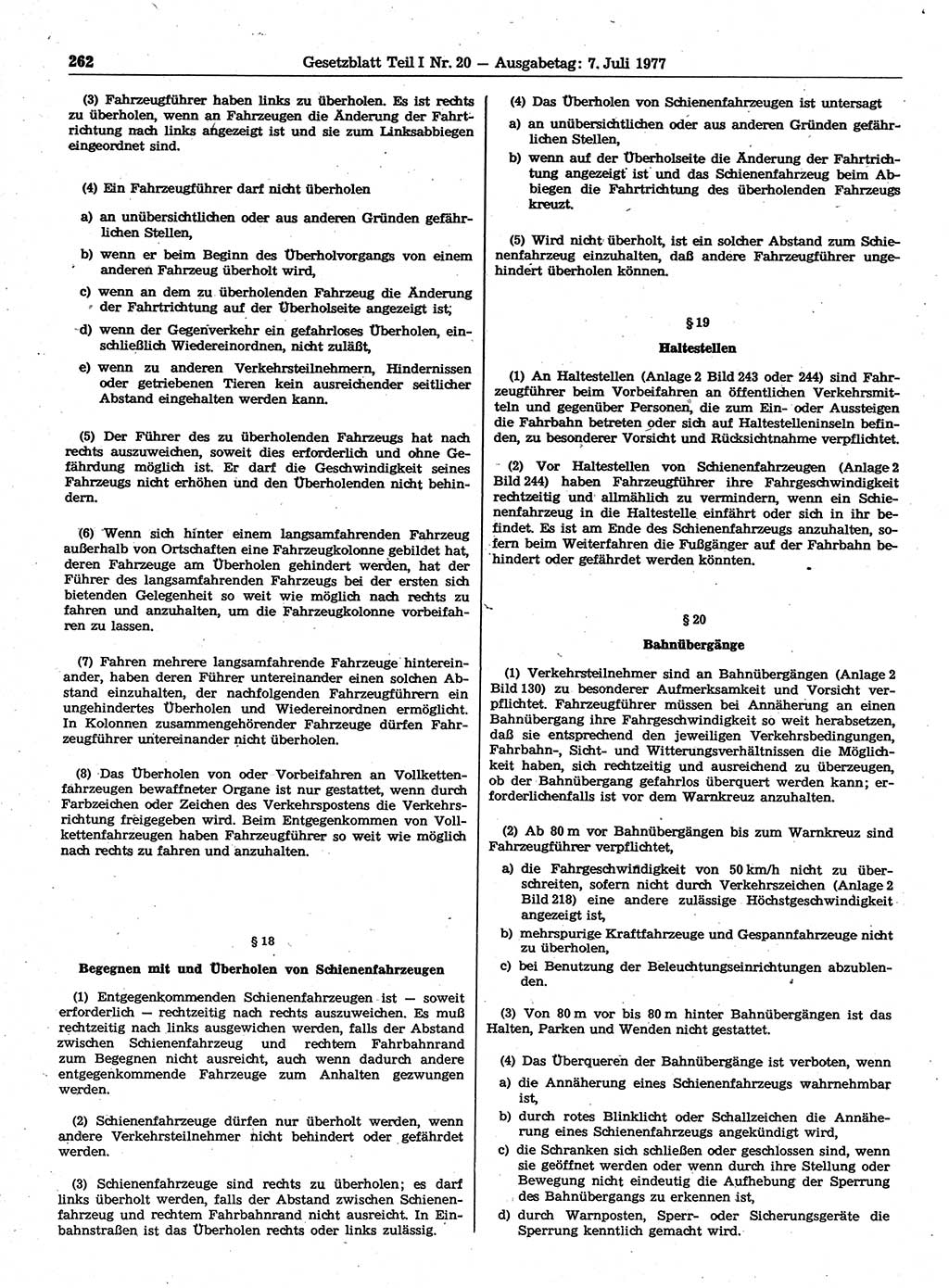 Gesetzblatt (GBl.) der Deutschen Demokratischen Republik (DDR) Teil Ⅰ 1977, Seite 262 (GBl. DDR Ⅰ 1977, S. 262)