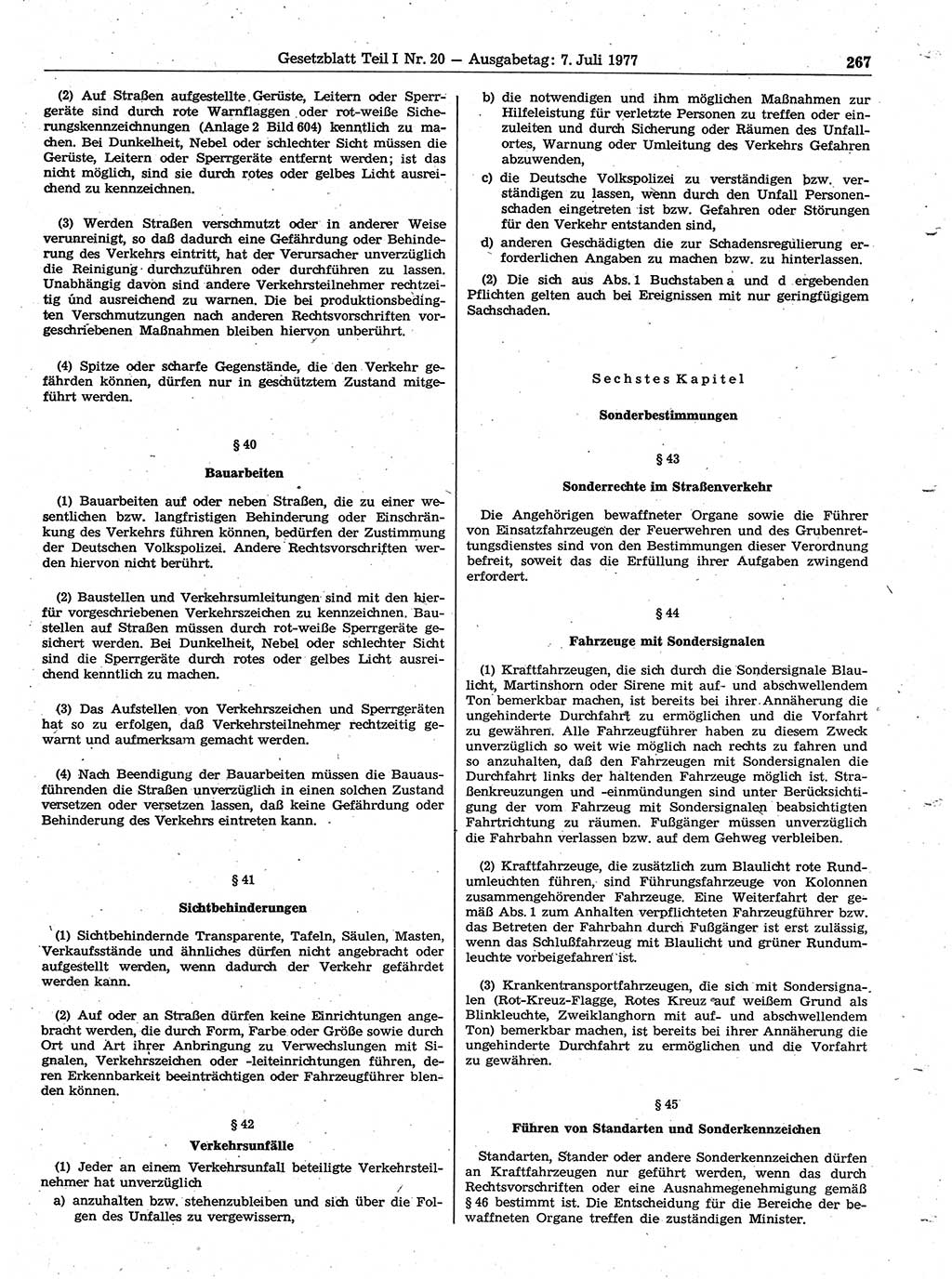 Gesetzblatt (GBl.) der Deutschen Demokratischen Republik (DDR) Teil Ⅰ 1977, Seite 267 (GBl. DDR Ⅰ 1977, S. 267)