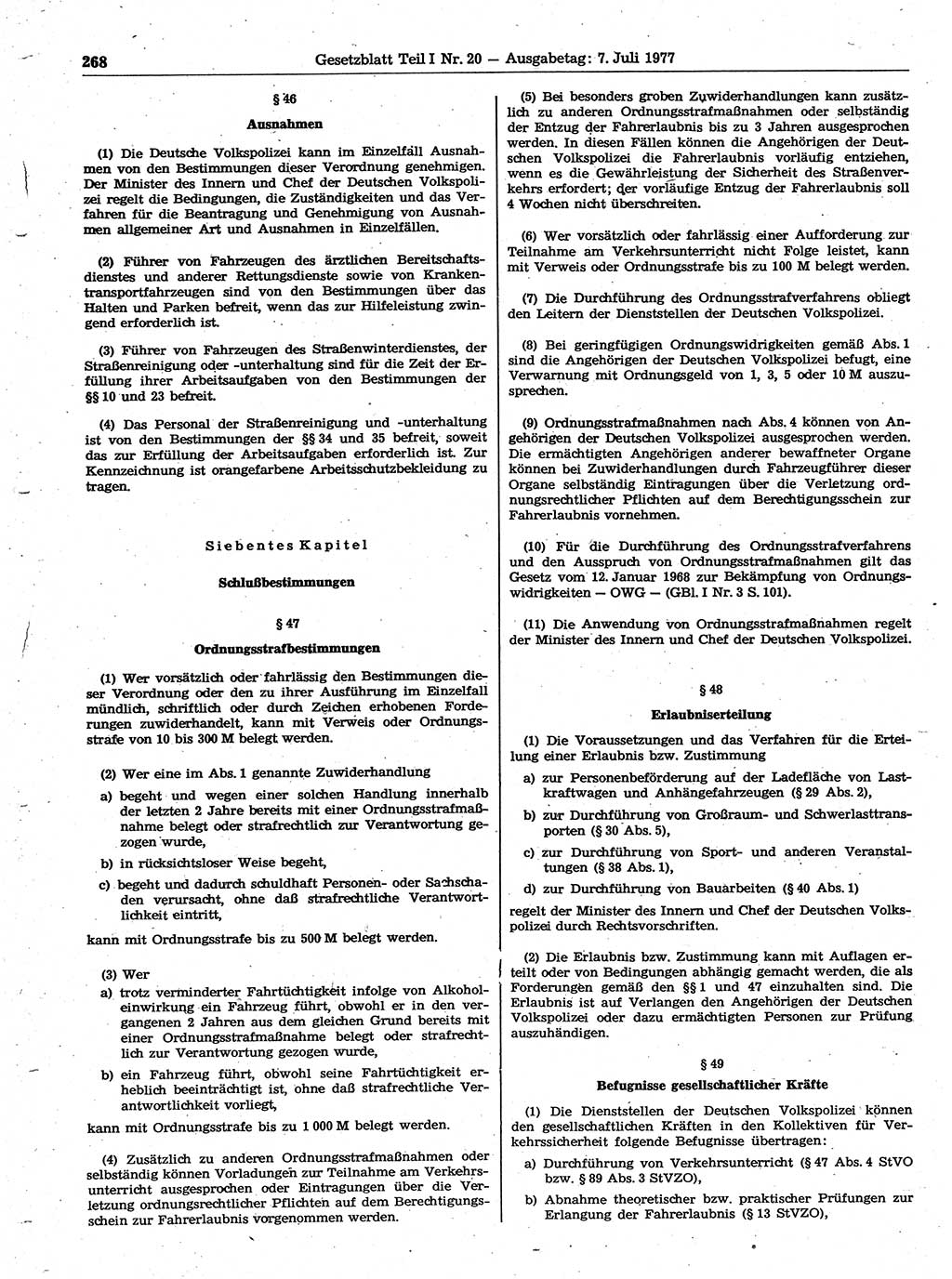 Gesetzblatt (GBl.) der Deutschen Demokratischen Republik (DDR) Teil Ⅰ 1977, Seite 268 (GBl. DDR Ⅰ 1977, S. 268)