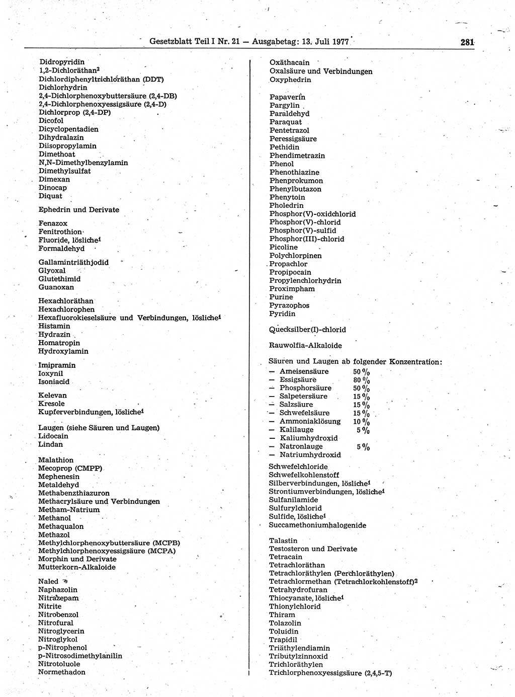 Gesetzblatt (GBl.) der Deutschen Demokratischen Republik (DDR) Teil Ⅰ 1977, Seite 281 (GBl. DDR Ⅰ 1977, S. 281)