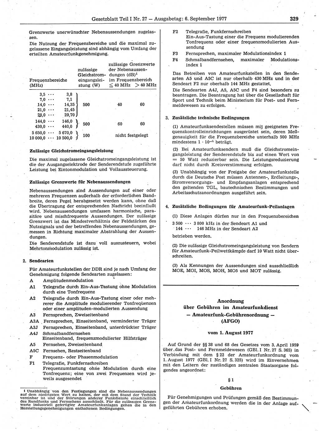 Gesetzblatt (GBl.) der Deutschen Demokratischen Republik (DDR) Teil Ⅰ 1977, Seite 329 (GBl. DDR Ⅰ 1977, S. 329)