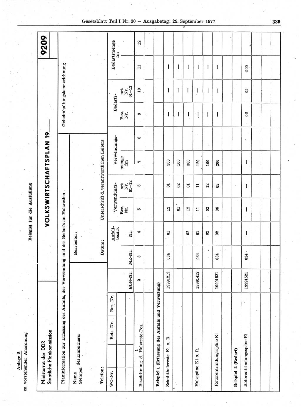 Gesetzblatt (GBl.) der Deutschen Demokratischen Republik (DDR) Teil Ⅰ 1977, Seite 339 (GBl. DDR Ⅰ 1977, S. 339)