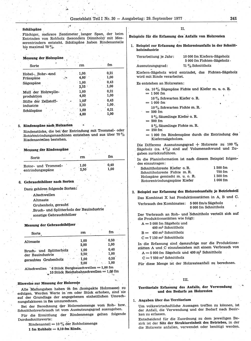 Gesetzblatt (GBl.) der Deutschen Demokratischen Republik (DDR) Teil Ⅰ 1977, Seite 341 (GBl. DDR Ⅰ 1977, S. 341)