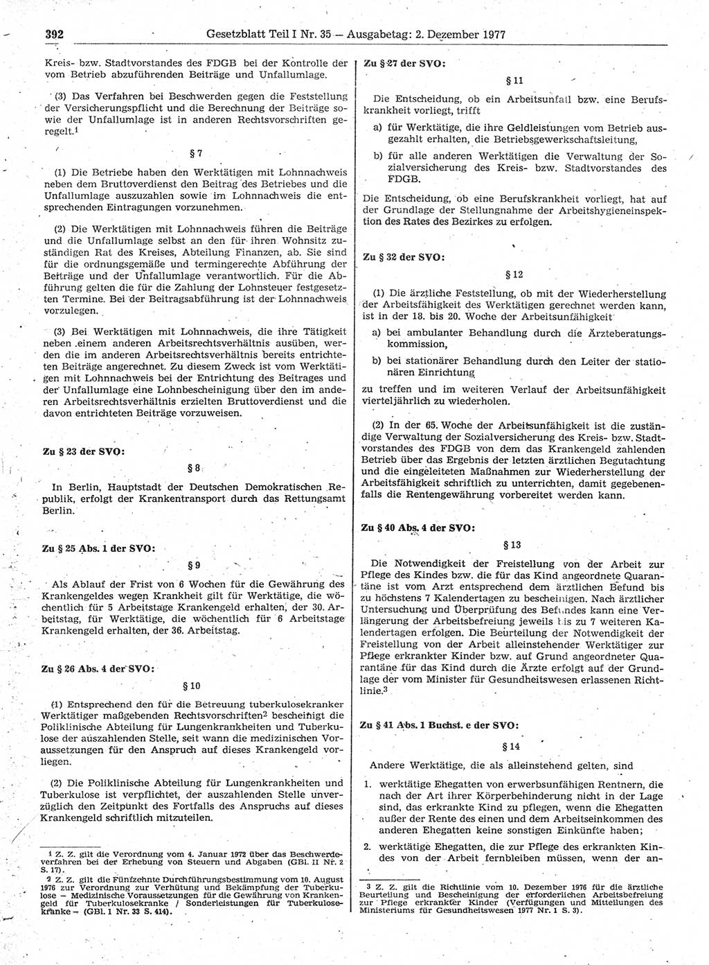 Gesetzblatt (GBl.) der Deutschen Demokratischen Republik (DDR) Teil Ⅰ 1977, Seite 392 (GBl. DDR Ⅰ 1977, S. 392)